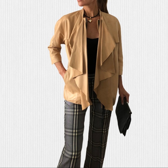 Marni nude leather dress jacket coat 38 M